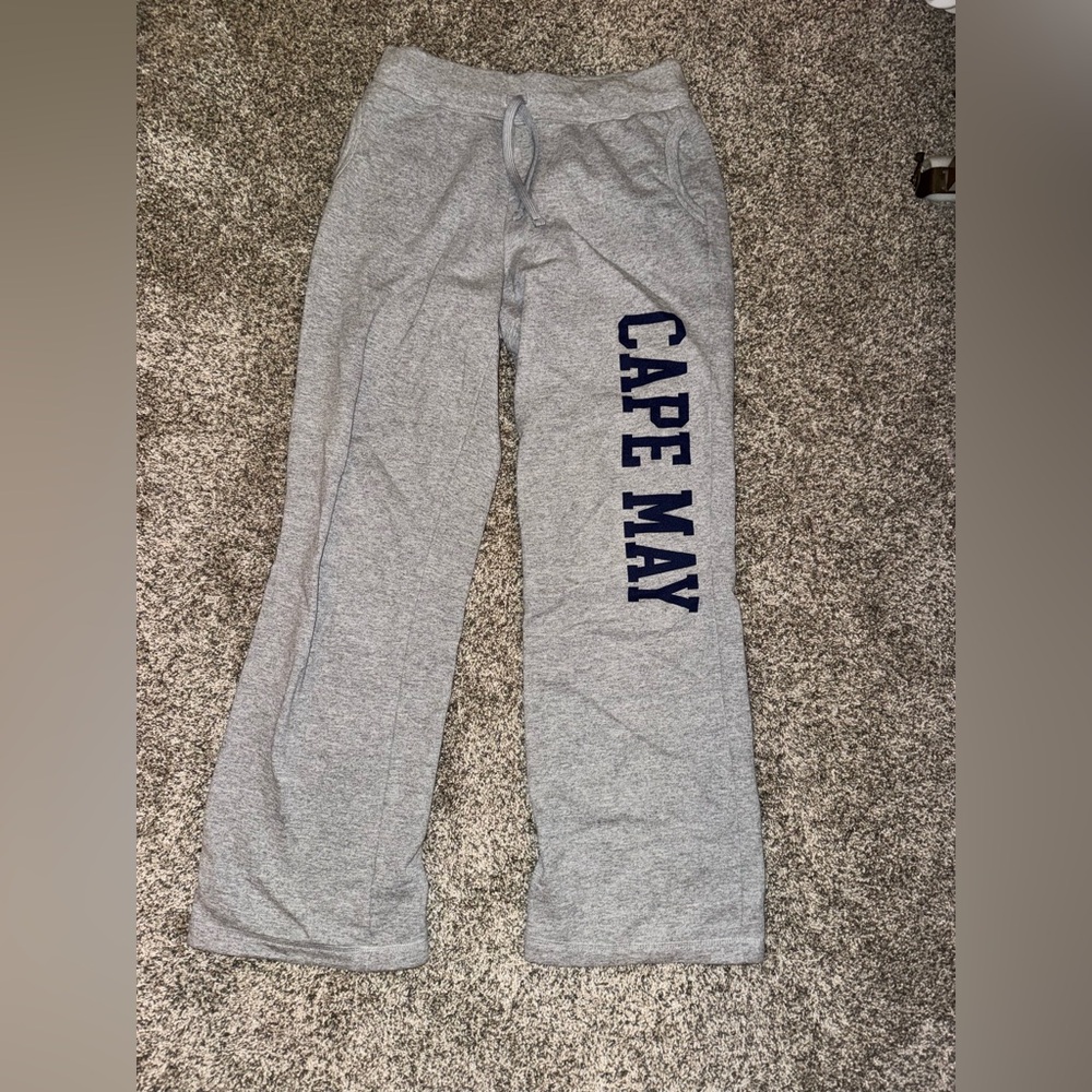 Gildan Gray Straight Leg Pants with Navy Print